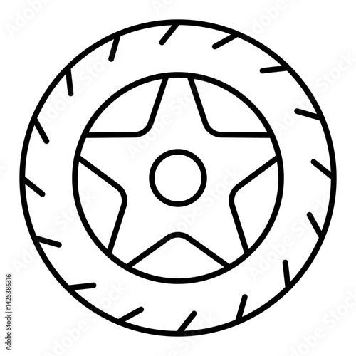 Car wheel tire thin line icon, car service concept. Vector graphics. Changing car tires, repair sign on white background, linear style for mobile or design.