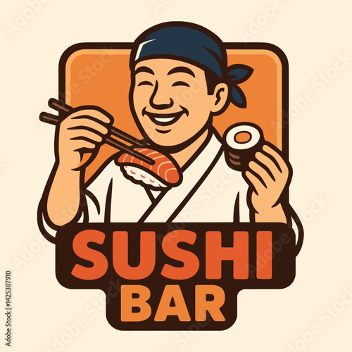 Person Eating Sushi with Chopsticks and Holding a Roll Smiling