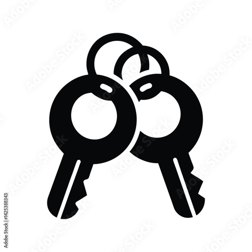 Two Black Keys with Ring icon of silhouette vector illustration on white background