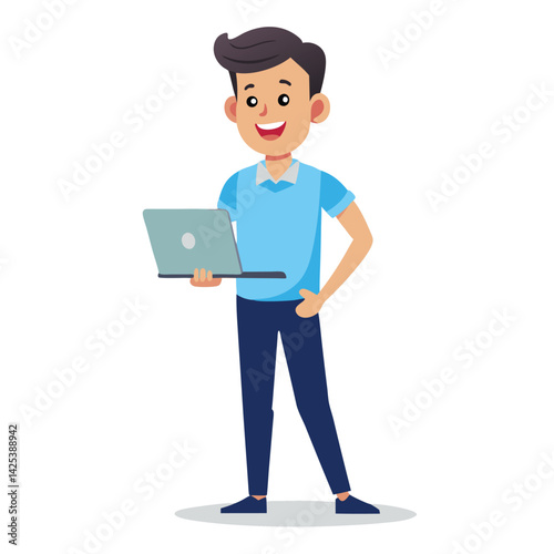 man standing with laptop vector