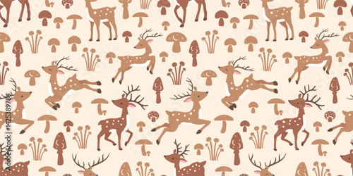 Cute woodland animals seamless patterns and wallpaper