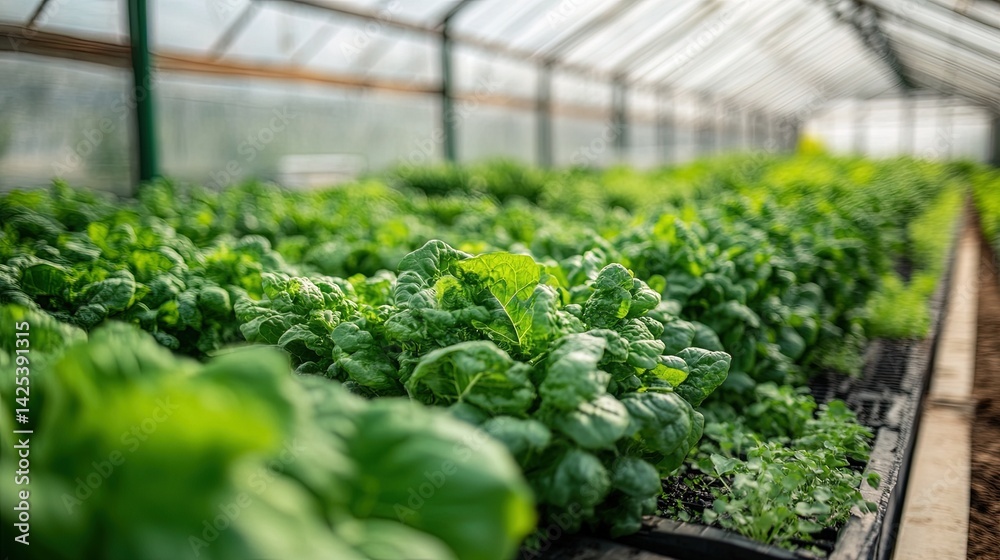 Lush Spinach in Greenhouse Lush Spinach in Greenhouse