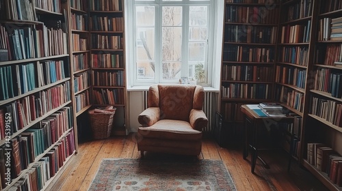 Serene Library Interior: A Haven for Book Lovers