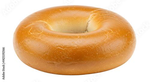 Golden brown bagel on white background ready for your favorite toppings