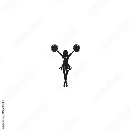 Cheerleader silhouette with pom poms cheerleading sports spirit team support