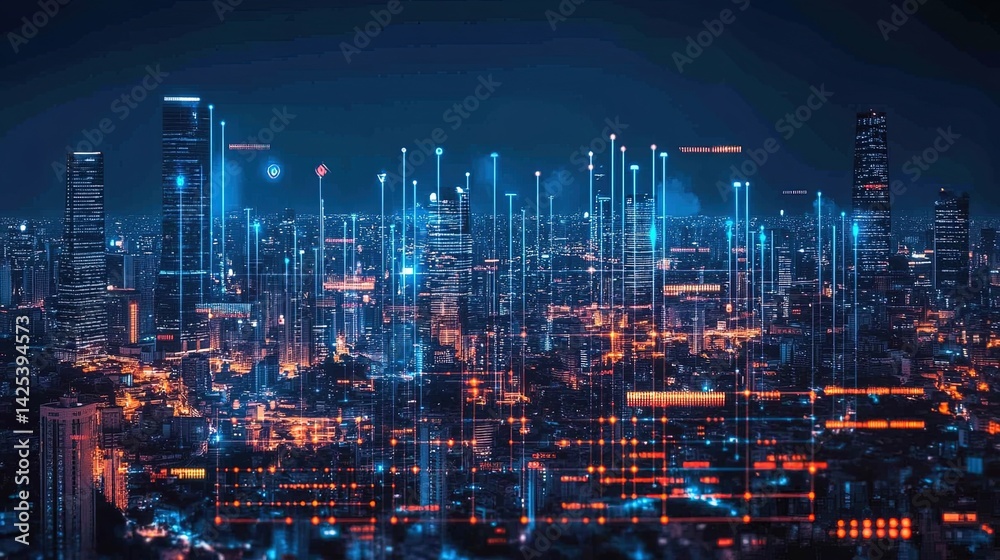 Digital Cityscape at Night Digital Cityscape at Night