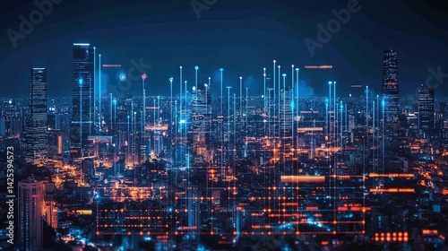 Wallpaper Mural Digital Cityscape at Night Torontodigital.ca