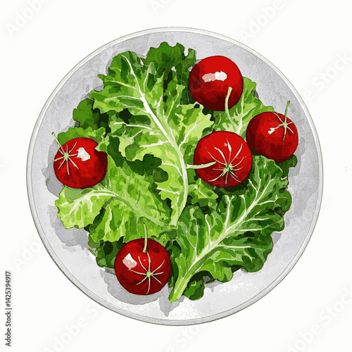 Garden brushstrokes salad isolated watercolor vector illustration svg 