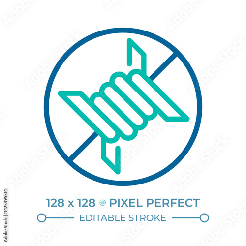 Freedom from torture and degrading treatment pixel perfect two color line icon. Protecting imprisoners bicolor outline symbol. Duotone linear pictogram. Isolated illustration. Editable stroke