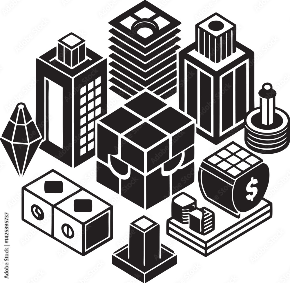 Fototapeta premium Isometric Finance Business Icons Set