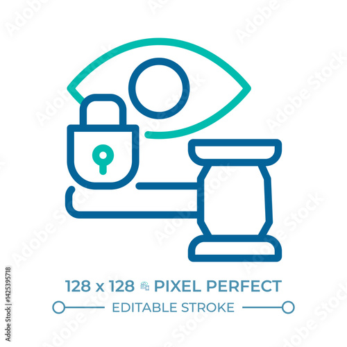 Right to privacy pixel perfect two color line icon. Freedom from interference with regular life activities bicolor outline symbol. Duotone linear pictogram. Isolated illustration. Editable stroke
