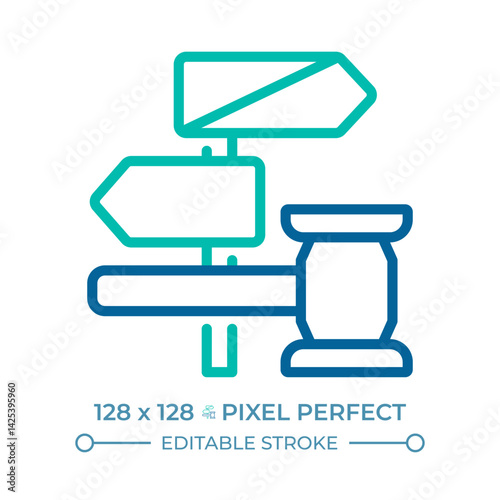 Right to be considered innocent until proven guilty pixel perfect two color line icon. Fairness for everyone bicolor outline symbol. Duotone linear pictogram. Isolated illustration. Editable stroke