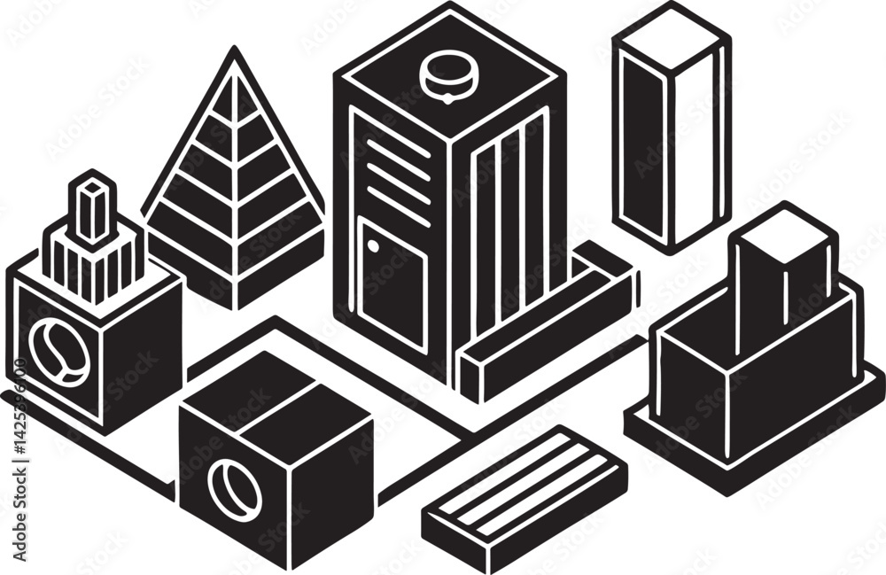 Isometric Finance Business Icons Set Isometric Finance Business Icons Set