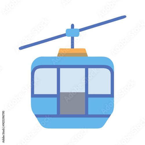 Blue Cartoon Cable Car on a Black Background
