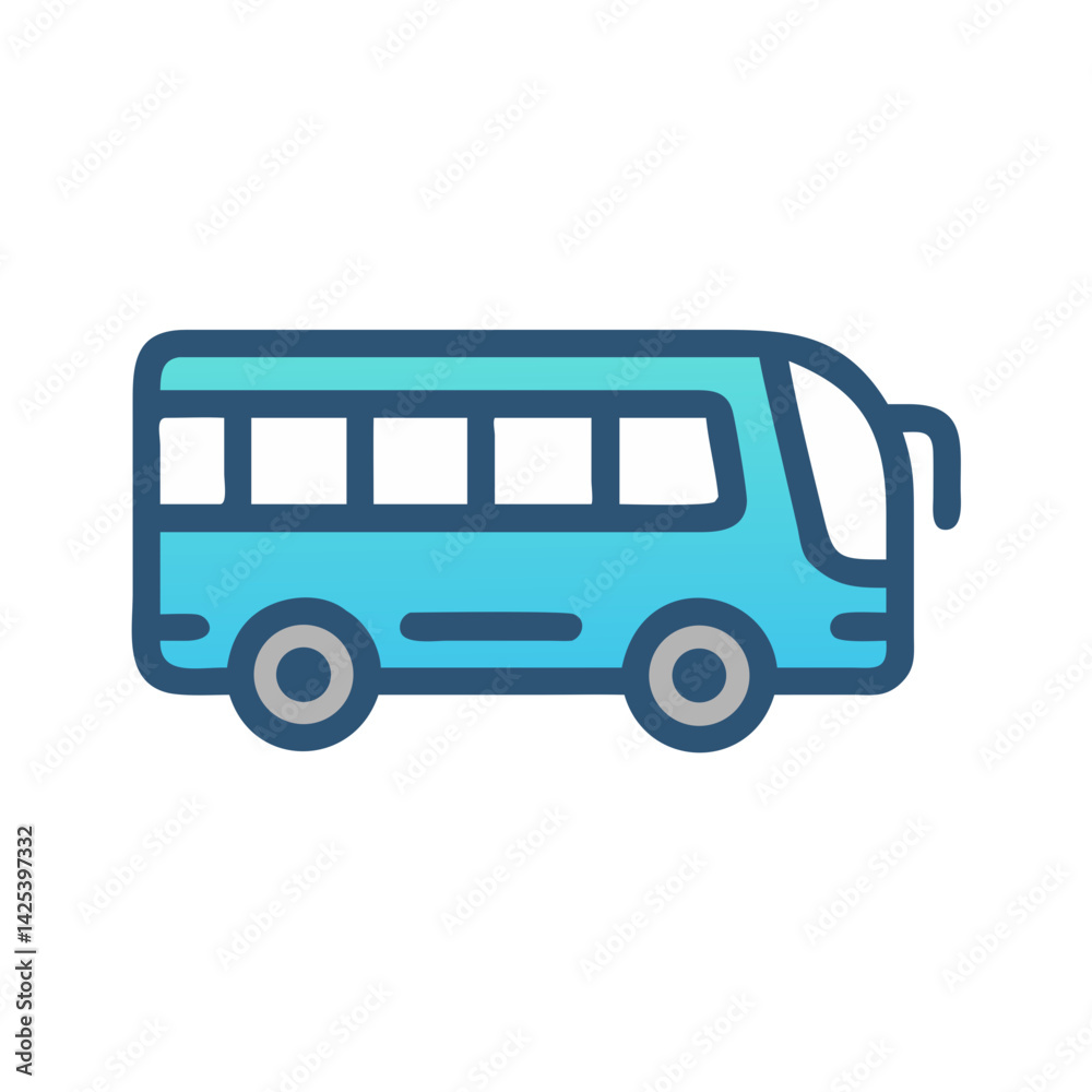 Cartoon Blue Bus Illustration on Black Background Cartoon Blue Bus Illustration on Black Background