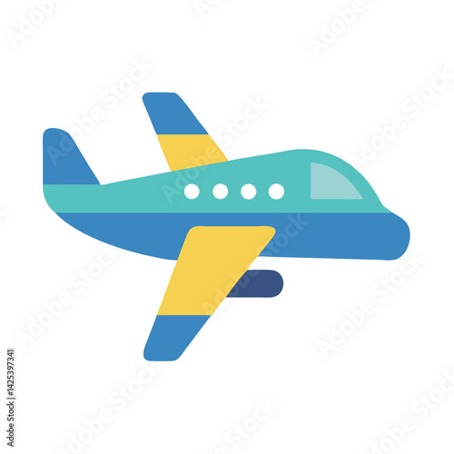 Blue and Yellow Airplane Graphic on Black Background