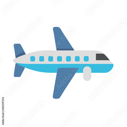 Airplane vector graphic on black background, travel illustration