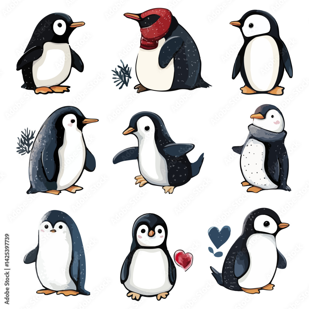 Obraz premium penguin, animal, vector, transparent background, various