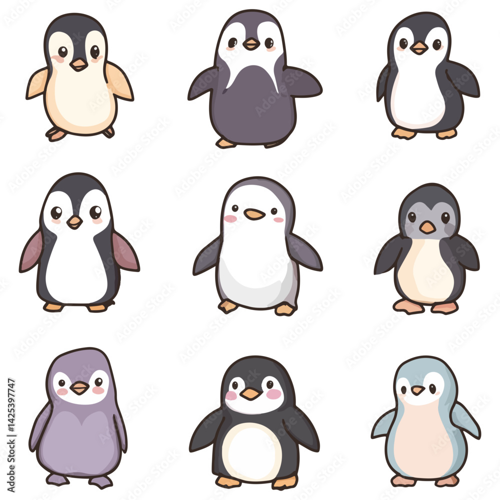 Naklejka premium penguin, animal, vector, transparent background, various