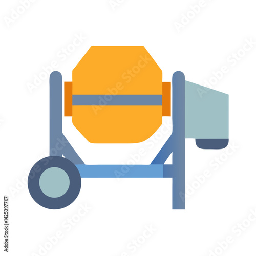 Isolated vector illustration of an orange cement mixer