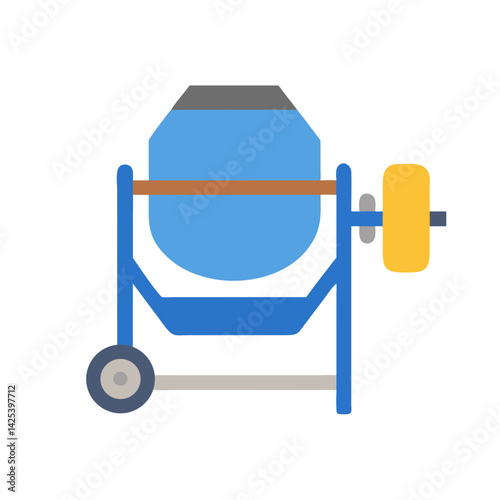 Colorful Minimalist Concrete Mixer Illustration on a Black Background