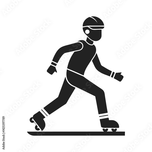 male rollerblading icon of silhouette vector illustration