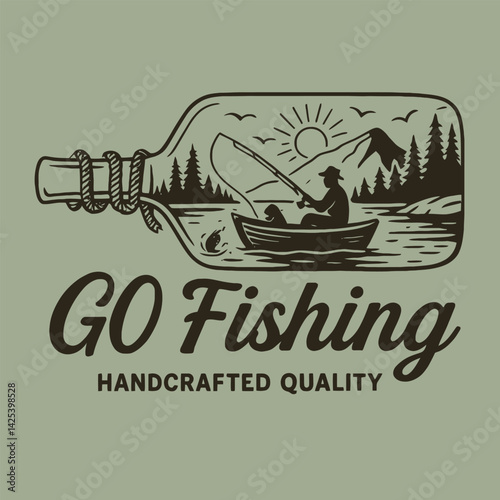 Fishing Adventure in a Bottle Man Dog and a Handcrafted Quality