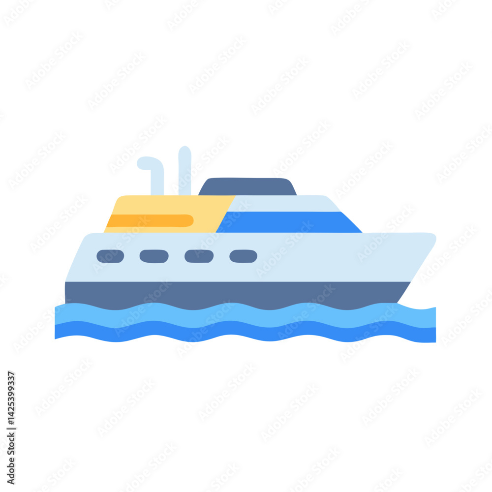 Luxury Yacht on the Water Vector Illustration Icon Luxury Yacht on the Water Vector Illustration Icon