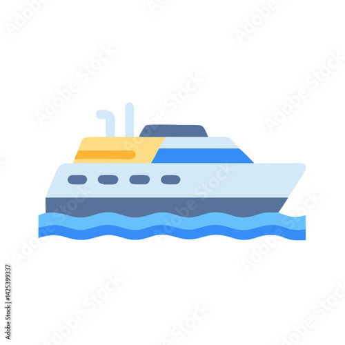 Luxury Yacht on the Water Vector Illustration Icon