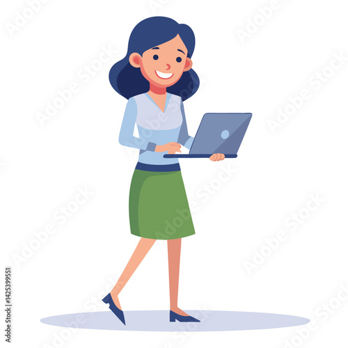 business woman with laptop beauty, communication, one
