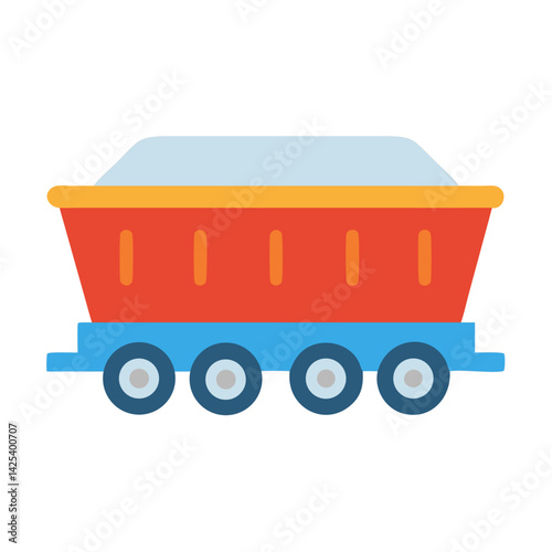 Colorful cartoon train car vector graphic illustration