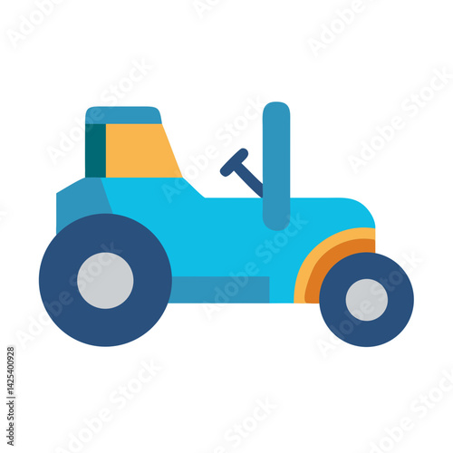 Minimalist blue tractor illustration on black background