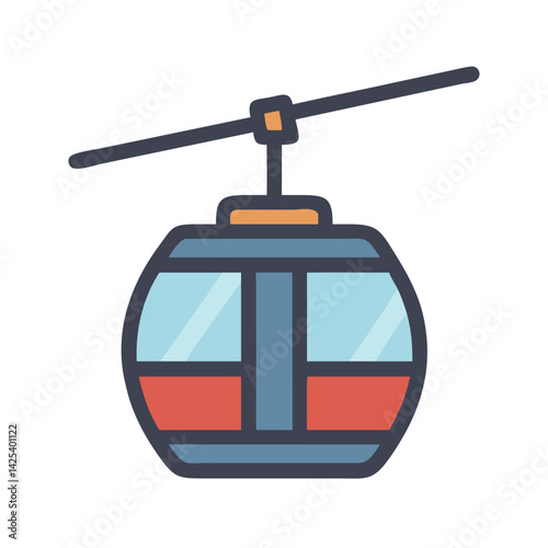 Colorful cable car vector icon illustration on black