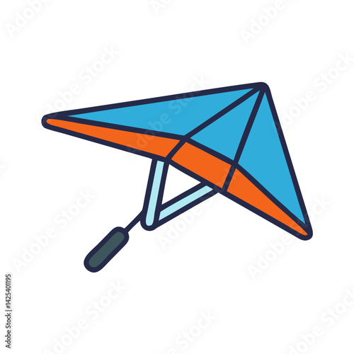 Hang Gliding Icon: Blue and Orange on Black