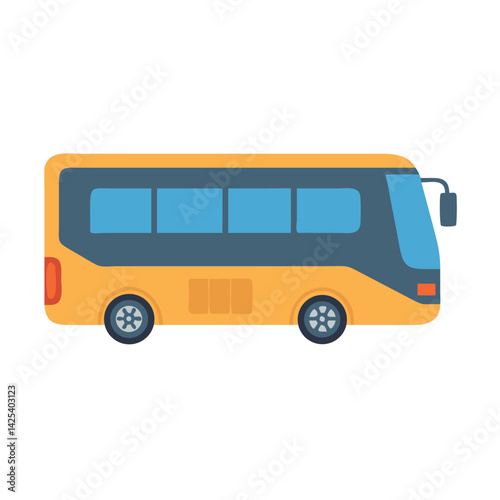 Modern Yellow Bus Isolated on Black Background Graphic