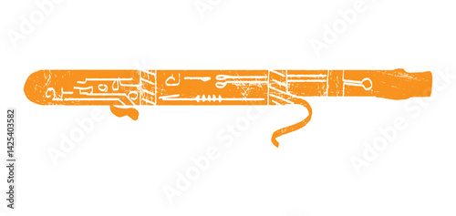 Textured Bassoon, fagotto. Music festival poster. Wind musical instruments. 