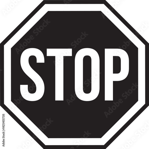 Stop sign icon - octagonal traffic symbol for halt, warning, and road safety control illustration