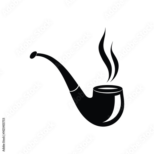 smoking pipe icon of silhouette vector illustration