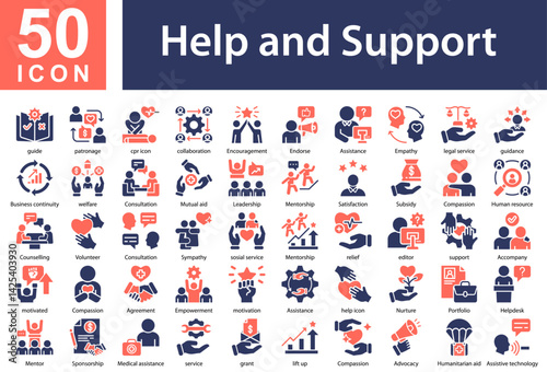  Help and Support Icon Collection and Symple Concept Glyph Color