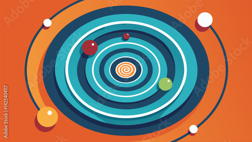 A spiral diagram with the innermost circle representing the origin and each outer circle representing an expanding circle of influence..