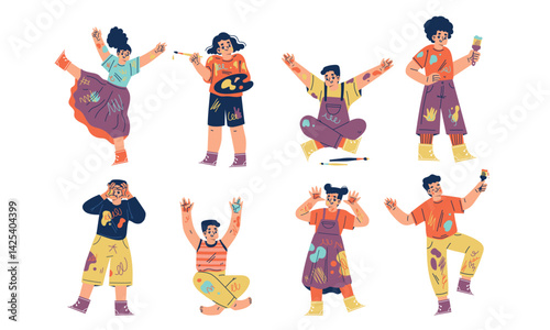 Vibrant and Colorful Characters Perfectly Expressing Joyful Movement Alongside Creativity