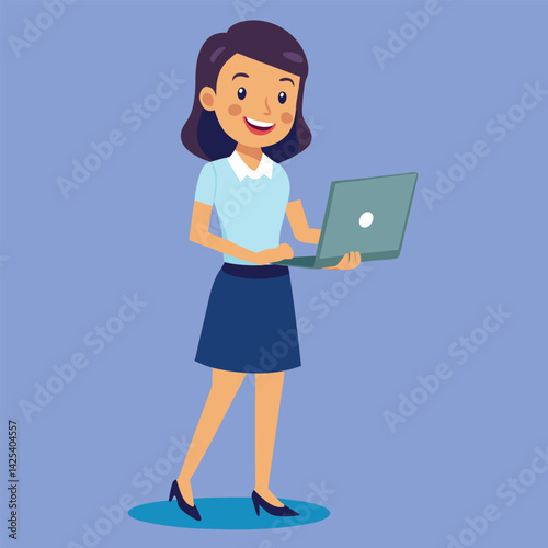 business woman with laptop beauty, communication, one