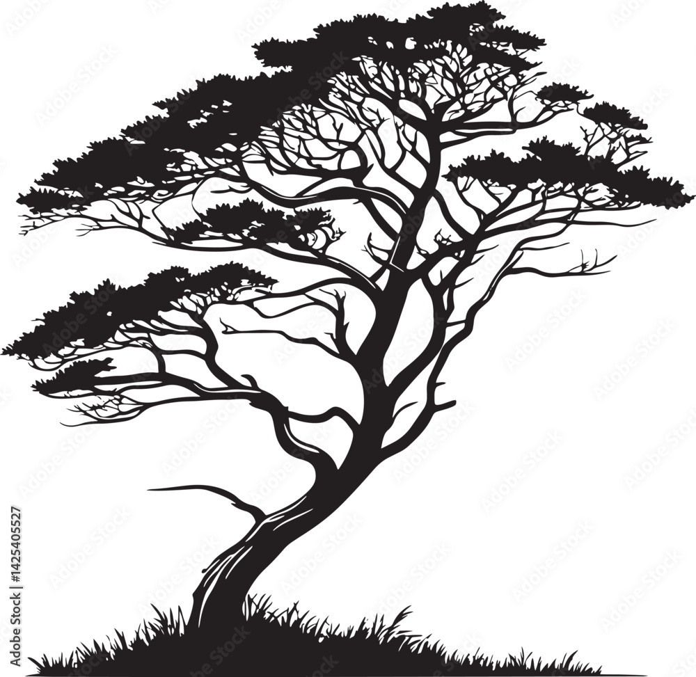 Fototapeta premium Cypress tree silhouette vector printable design