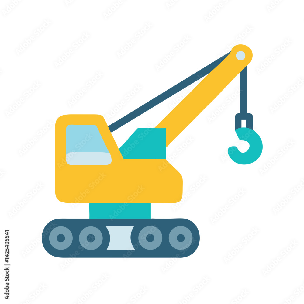 Flat Design Yellow and Blue Crane Isolated Icon Flat Design Yellow and Blue Crane Isolated Icon