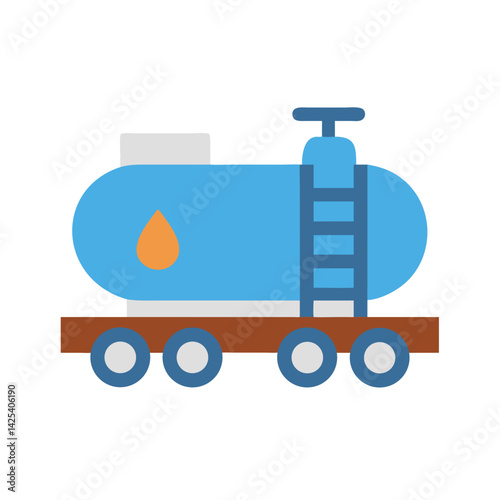 Oil Tanker Car Icon Isolated on Black Background