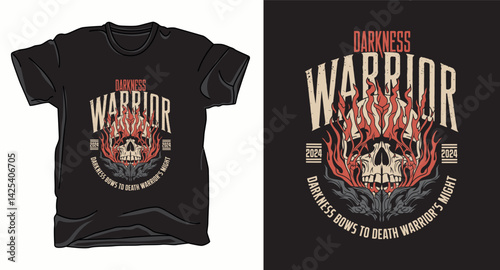 Darkness warrior skull graphic vector t-shirt design