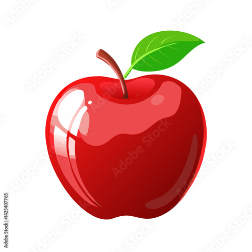 red apple vector illustration, Shiny Red Apple Illustration
