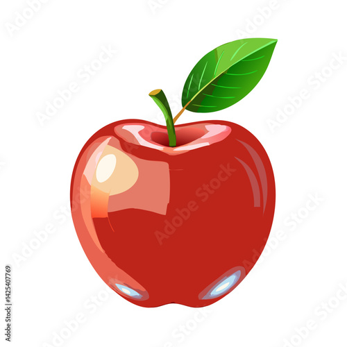 red apple vector illustration, Shiny Red Apple Illustration