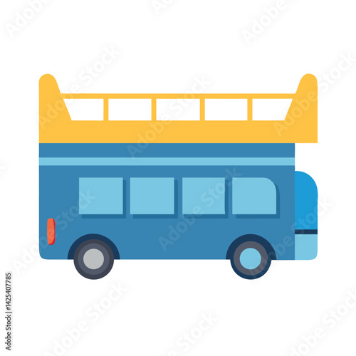 Cartoon Double Decker Bus Illustration on a Black Background