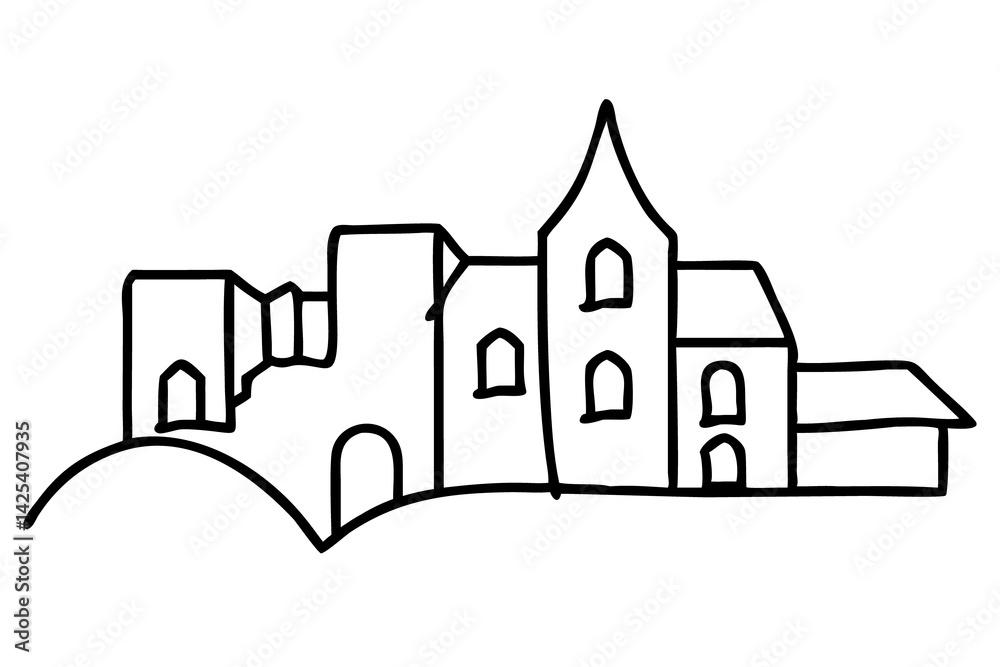 Fototapeta premium City Illustration for Urban Architecture Art, Cityscape Graphics, Modern Urban Design